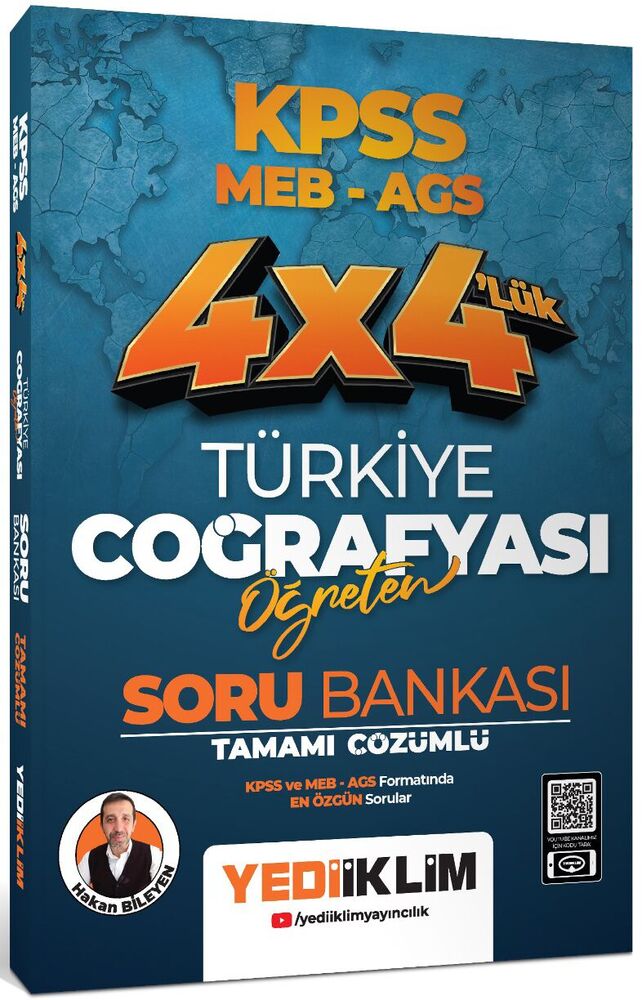Yediiklim Yayınları 2026 KPSS MEB AGS 4X4 Öğreten Türkiye Coğrafyası Tamamı Çözümlü Soru Bankası
