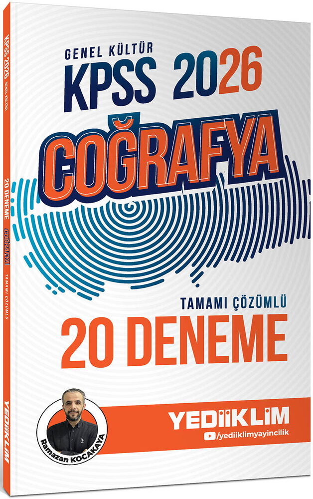 Yediiklim Yayınları 2026 KPSS Genel Kültür Coğrafya Tamamı Çözümlü 20 Deneme Ramazan  KOCAKAYA