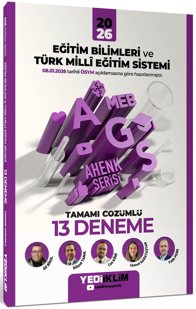 Yediiklim Yayınları 2026 Meb-Ags Ahenk Eğitim Bilimleri ve Türk Milli Eğitim Sistemi Tamamı Çözümlü 13 Deneme ((08.01.2026 değiş