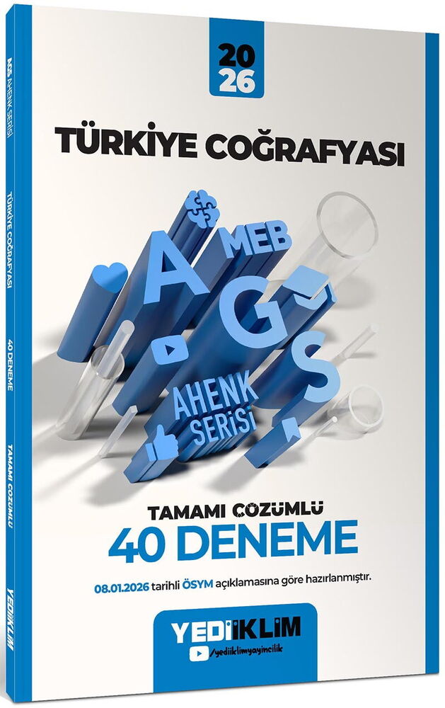 Yediiklim Yayınları 2026 Meb-Ags Ahenk Türkiye Coğrafyası Tamamı Çözümlü 40 Deneme(08.01.2026 değişikliğine göre)
